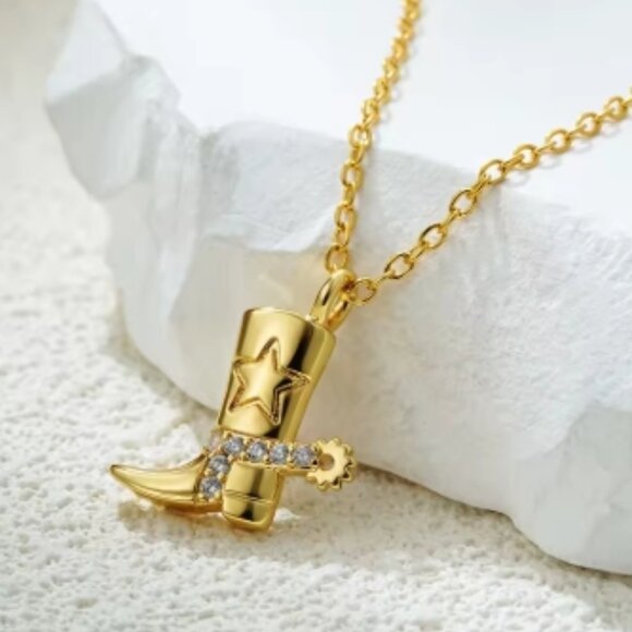 Cowboy Boot Necklace, Country Necklace, Gold Necklace, Women's Necklace, Jewelry - Picture 1 of 1